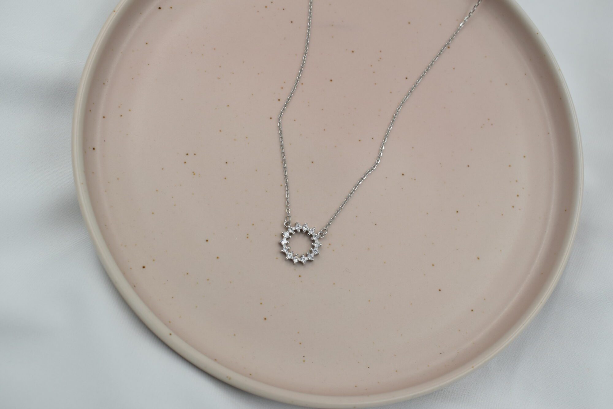 Sterling Silver Cubic Zirconia Circle Necklace