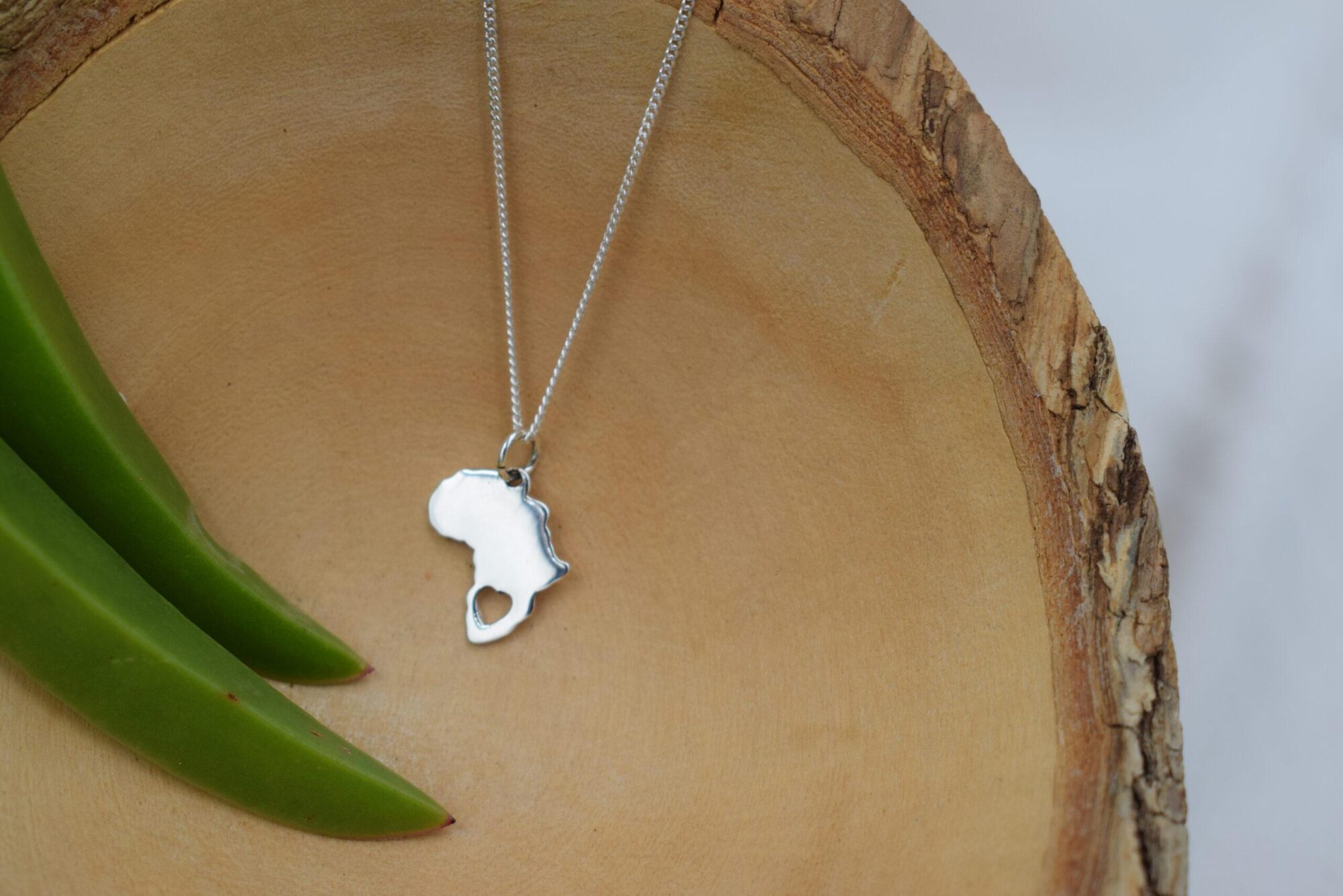 Sterling Silver Africa Pendant With Cut Out Heart